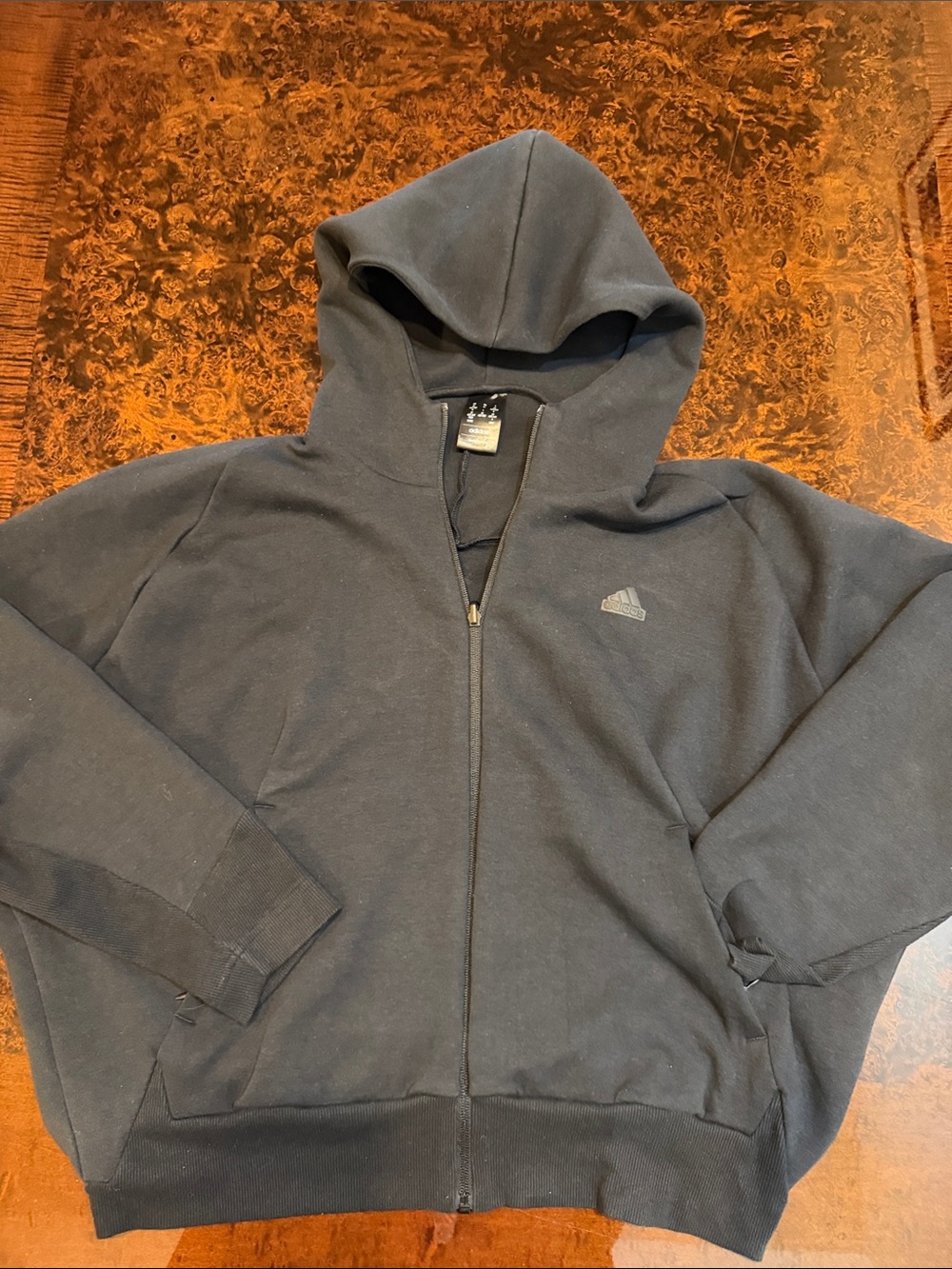 adidas men Black Full-Zip Hooded Sweatshirt